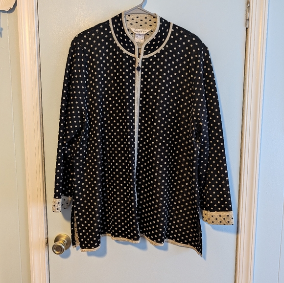 Misook Sweaters - Black and Gold Polka Dot Stunning Cardigan